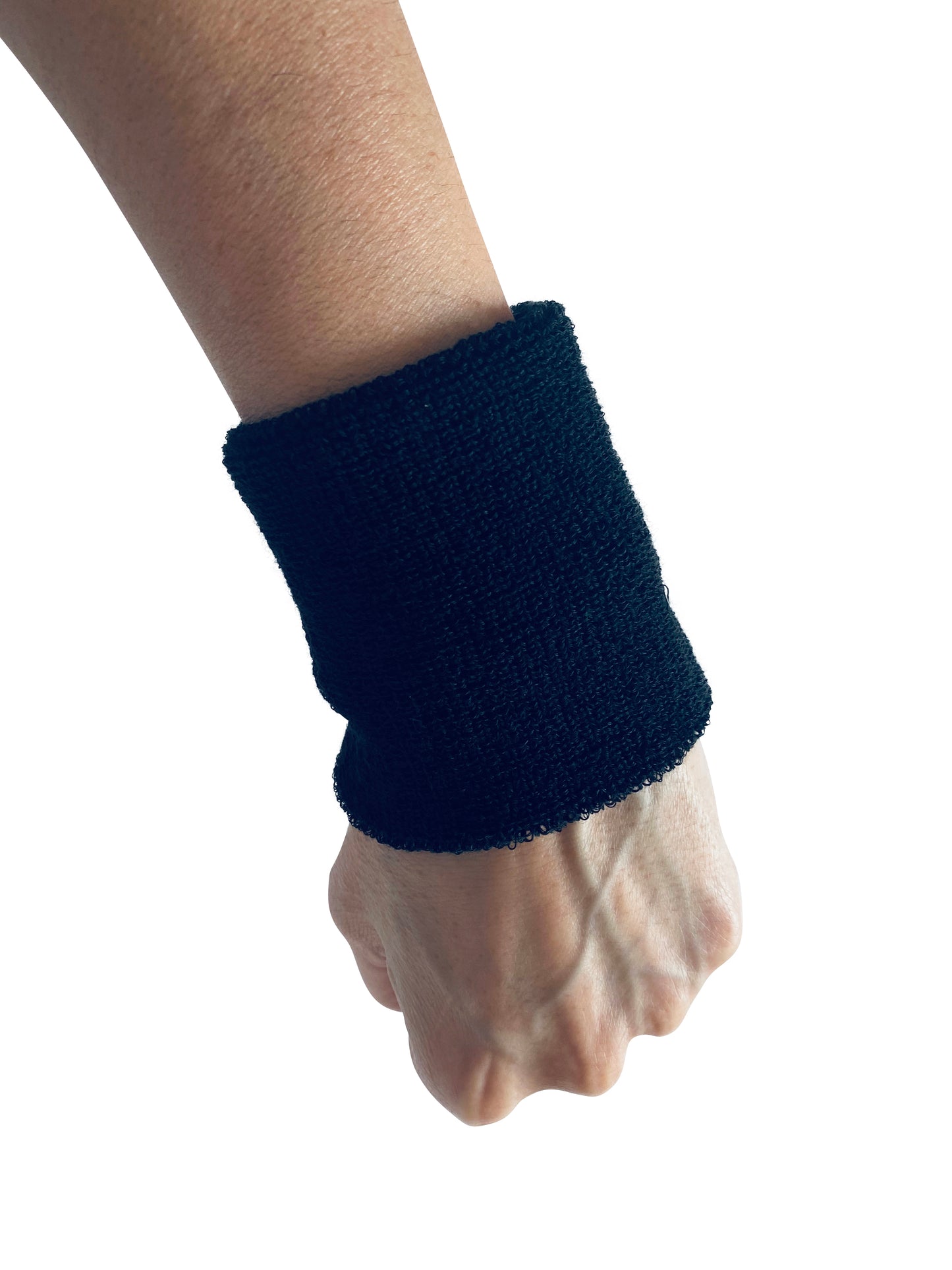 Plain Black Cotton Wrist Bands (Pair) - 8cm length