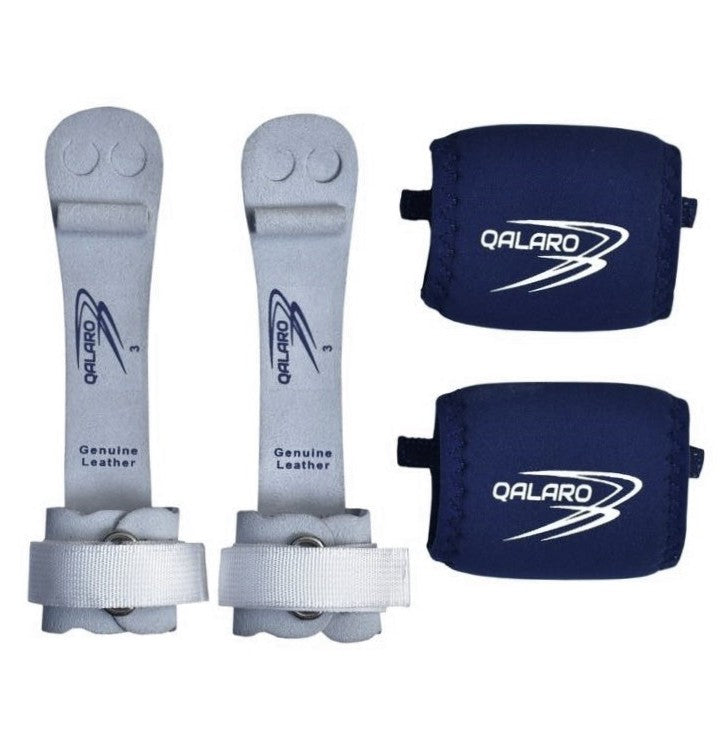Qalaro Hook & Loop PRO SLIM Leather Gymnastics Grips, Wristbands & Drawstring Bag