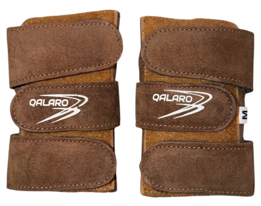 Qalaro Suede Gymnastics Wrist Supports (Pair) in Brown & Drawstring Bag