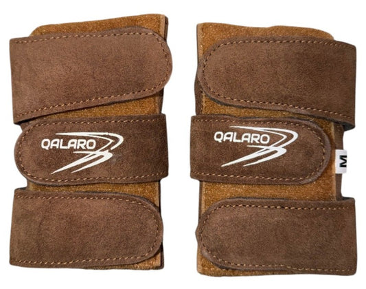 Qalaro Suede Gymnastics Wrist Supports (Pair) in Brown & Drawstring Bag
