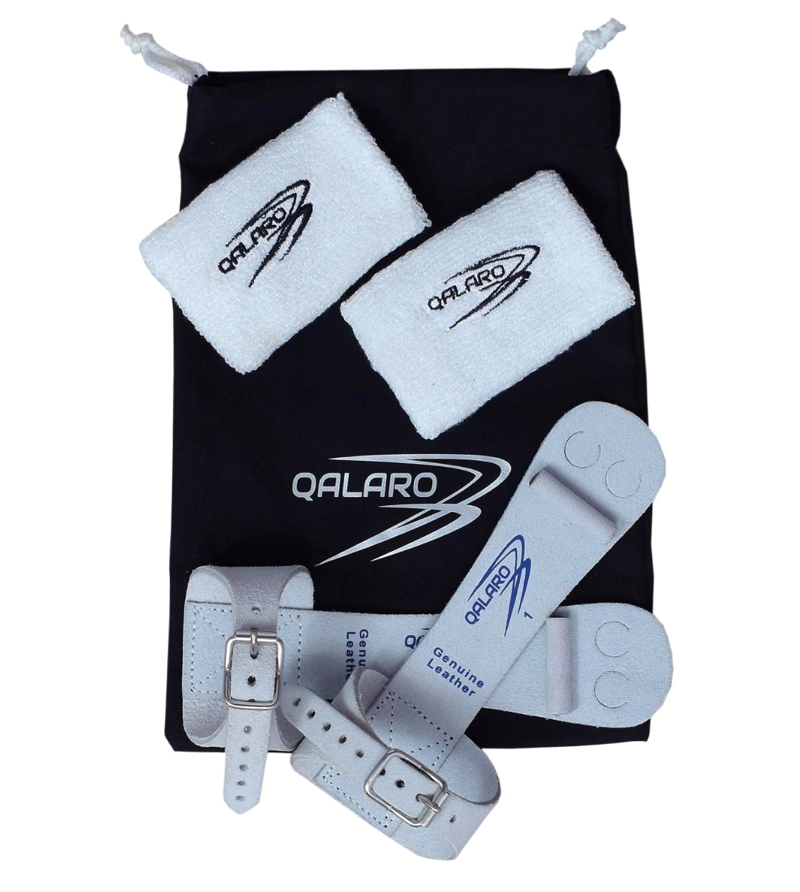 Qalaro Single Buckle PRO SLIM Leather Gymnastics Grips, Wristbands & Drawstring Bag