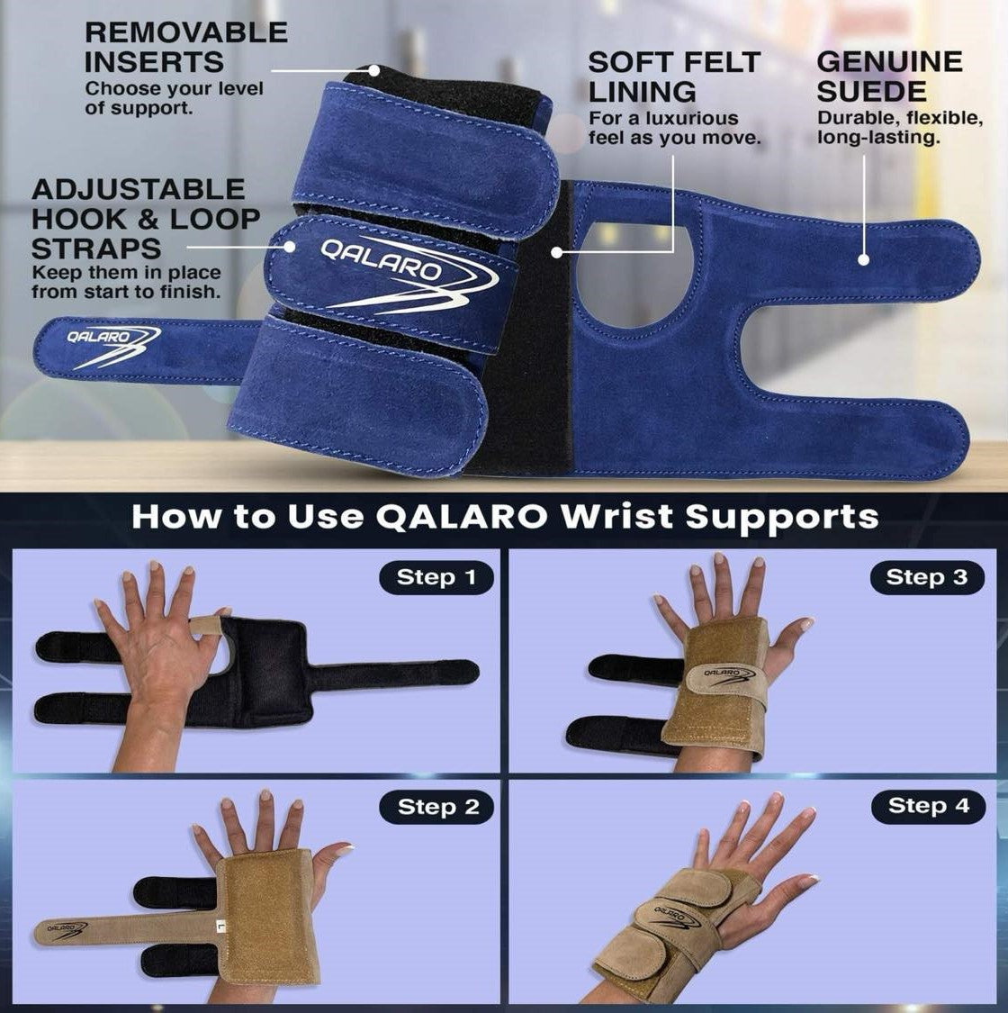 Suede Wrist Supports (Pair) - Dark Brown