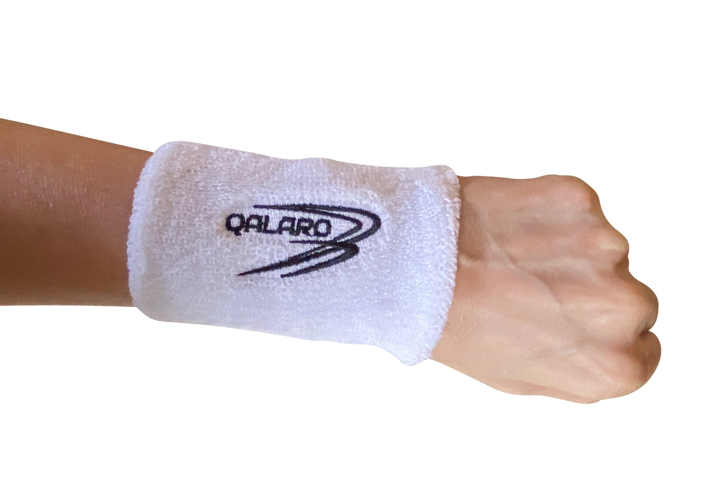 White Qalaro 10cm Cotton Wrist Bands (Pair)